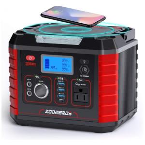 Estação de Energia Portátil ZOOMBROS 330W, 289Wh Lithium CPAP 110V AC, Carregador Wireless,USB