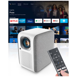 jetor Inteligente 4K com 400 Lumens, Auto Falante, Bluetooth e Wi Fi, 110v, POKITTER CineMax Pro, Branco