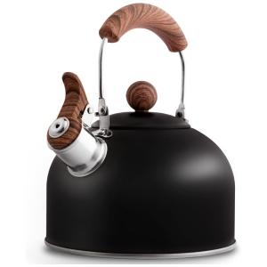 Chaleira de Chá 2.4L com Apito, Aço Inoxidável, ROCKURWOK, Preto