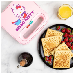 Máquina de Waffles, Tema Hello Kitty com Revestimento Antiaderente, 110V 750W, Uncanny Brands, Rosa