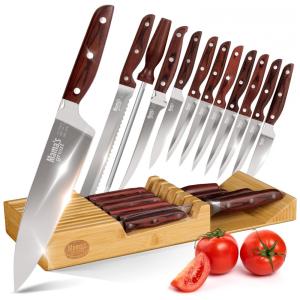 Conjunto de Facas Mamas Great em Aço Inoxidável com Bloco de Bancada, 12 Peças, Marrom