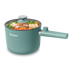 TopWit Hot Pot Elétrico 1,5L com Revestimento Antiaderente Verde - Controle Dual de Potência e Proteção Contra Superaquecimento