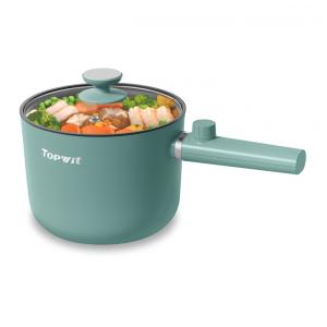 TopWit Hot Pot Elétrico 1,5L com Revestimento Antiaderente Verde - Controle Dual de Potência e Proteção Contra Superaquecimento