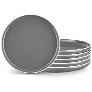 Conjunto de Pratos de Sobremesa em Cerâmica 6 UN, vancasso Sesam, Cinza Escuro