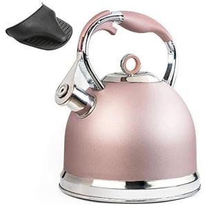 HIHUOS Chaleira 2L com Apito e Cabo ergonômico, Aço Inoxidável, Rosa