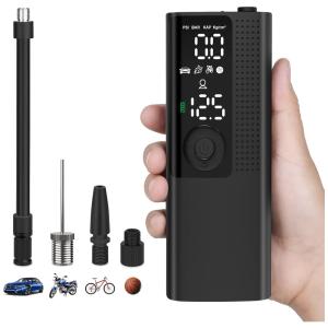 Compressor de Ar Mini com Bateria Recarregável 20V 12V, 120PSI, VASTAR, Preto