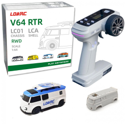 Mini Carro RC Escala 1:64 RTR com Controle Remoto de 2,4 GHz e Iluminação RGB, LDARC, Azul