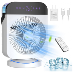 Climatizador de Ar Portátil C 300mL com 4 Velocidades, USB e Controle, 110v, QVCQ F8 01, Branco