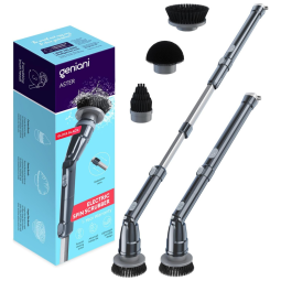 Vassoura Elétrica Rotativa 360 sem Fio com Cabo Flexível e 3 Acessórios, 110v, GENIANI, Preto