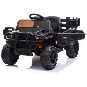 Trator Elétrico Infantil com Motor Duplo e Luzes LED, para 3 a 6 Anos, TOBBI, Preto