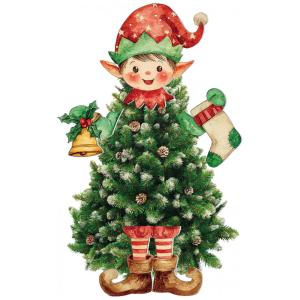 Enfeite de Árvore de Natal Elf SoulcHen - Conjunto com 4 Peças de Decoração Natalina Lindo Elf Verde Limão para Topo da Árvore de Natal