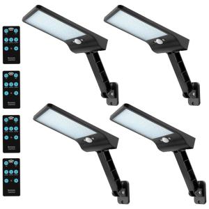 Luminária Solar Externa 56 LED com 3 Modos de Iluminação e Sensor de Movimento, 4 Unidades, AUZEV au56, Preto
