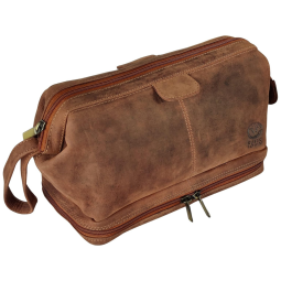 Necessaire Masculina Vintage de Couro com Forro à Prova d, RUSTIC TOWN RT6319FLR, Marrom