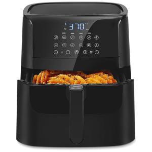 Fritadeira Elétrica Air Fryer 6.5L, com Painel de Controle Digital, 1700W, 110v, YUUYEE HF 8851T, Preto