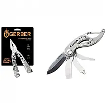 Alicate Multifuncional 15 Funções em Aço Inoxidável com Canivete Clipe de Bolso, Gerber Gear 30001364N, Prata
