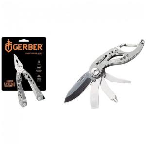 Alicate Multifuncional 15 Funções em Aço Inoxidável com Canivete Clipe de Bolso, Gerber Gear 30001364N, Prata