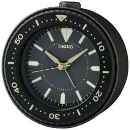Relógio Despertador de Mesa Analógico e Moderno, a Bateria, Seiko Mai Heritage, Preto Clássico