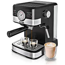 Máquina de Café Expresso Automática 1.5L 15 Bar de Aço Inoxidável, 1100W, 110v, WIRSH Home Barista Basic, Preto