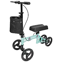 Andador 4 Rodas com Cesta e Apoio para Joelho Ideal para Lesões Suporta 136kg, Turquesa, ELENKER, Azul turquesa