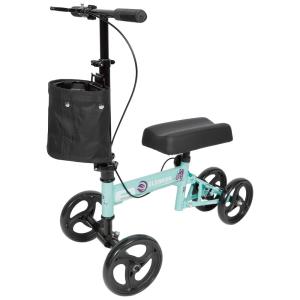 Andador 4 Rodas com Cesta e Apoio para Joelho Ideal para Lesões Suporta 136kg, Turquesa, ELENKER, Azul turquesa