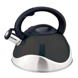 JV Chaleira de Chá 3L com Apito, Aço Inoxidável, JV TEXTILES, Preto