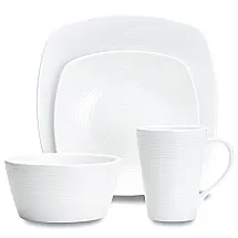 Aparelho de Jantar, Elegância e Sofisticação Para Sua Mesa com 4 Peças, Formato Quadrado e Material de Porcelana, Noritake 43813-04P, Branco