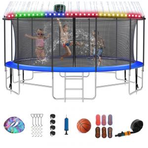 Cama Elastica Infantil com Diâmetro, Cesta de Basquete e Rede de Proteção para até 680 kg, FIZITI CK8805168 set, Azul