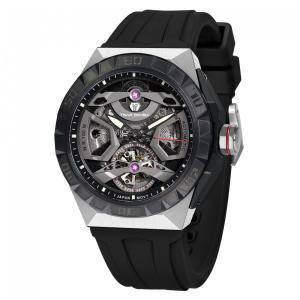 Relógio Masculino Analógico Automático Mecânico a Prova dÁgua 100M com Pulseira de Silicone, TSAR BOMBA 8804, Preto
