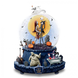 Globo de Neve Musical The Nightmare Before Christmas com Base Rotativa - Filme O Estranho Mundo de Jack