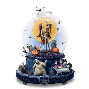 Globo de Neve Musical The Nightmare Before Christmas com Base Rotativa - Filme O Estranho Mundo de Jack