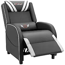 Cadeira Gamer JUMMICO, Reclinável, Couro PU, 360 Graus, Preto, Branco