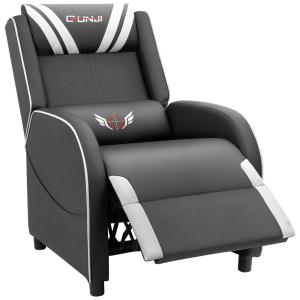 Cadeira Gamer JUMMICO, Reclinável, Couro PU, 360 Graus, Preto, Branco