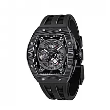 TSAR BOMBA Relógio Automático Masculino Esqueleto, Resistente à Água 50M, Pulseira em Fluororubber, Reserva de Energia