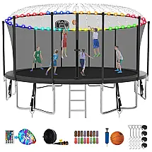 SKYUP Tranpoline 1500LBS 16 15 14 12 FT Tranpoline para 7 10 crianças e adultos, Tranpoline ao ar livre à prova de vento com rede de