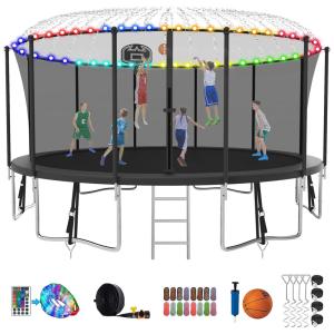 SKYUP Tranpoline 1500LBS 16 15 14 12 FT Tranpoline para 7 10 crianças e adultos, Tranpoline ao ar livre à prova de vento com rede de