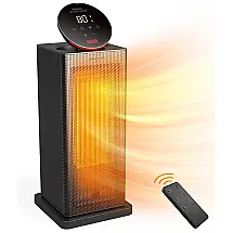 Aquecedor Elétrico com Controle Remoto e Temporizador, 1500W 110V, VAZZIDEA, Preto