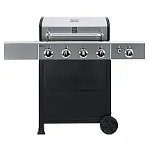 Churrasqueira a Gás 53.000 BTU com 4 Queimadores, 2 Portas e Mesas Laterais em Aço Inoxidável, KENMORE PG A40406S0L, Preto