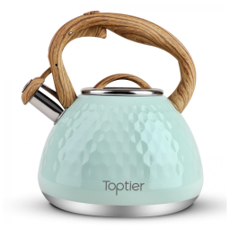 Chaleira de Chá 2.7L em Aço Inoxidável com Apito, TOPTIER, Verde