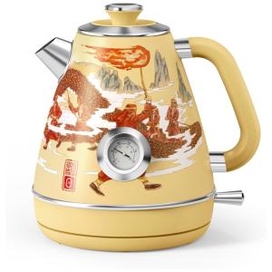 Chaleira Elétrica 1.7L em Aço Inoxidável com Desligamento Automático e Termômetro Embutido, 110V 1200W, Hazel Quinn XSH001, Cinza