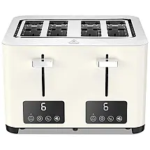 Torradeira de 4 Fatias com Tela LCD e 6 Níveis de Tostagem, Aço Inoxidável, 1500W, 110v, BBDAY, Bege