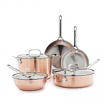 Jogo de Panelas GreenPan Bobby Flay Copper Clad 8 Peças Cobre Aço Inox Compatível com Indução