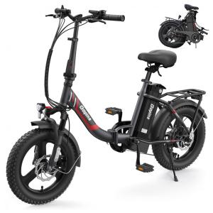 Bicicleta Elétrica Vivi Gopina UL 350W, Bateria 48V 7,8Ah, Autonomia 80 km, Quadro Degrau Baixo Dobrável, Pneus Fat 16x3.0, 7 Marchas
