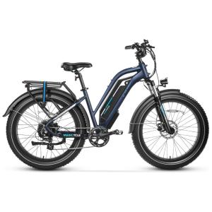 Bicicleta Elétrica MAGICYCLE 7 Velocidades com Freio a Disco e Luz Dianteira Traseira, 750W, Azul