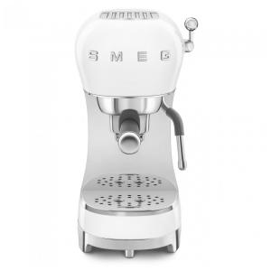 Cafeteira Espresso Manual Smeg ECF02 15Bar, Fabricada na Itália, Design Retrô com Bocal de Vapor Branca