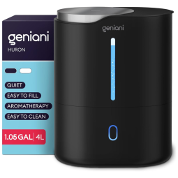 GENIANI Umidificador Ultrassônico 4L, c, Função de Aromaterapia e Desligamento Automático, Preto