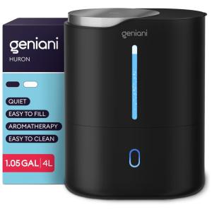 GENIANI Umidificador Ultrassônico 4L, c, Função de Aromaterapia e Desligamento Automático, Preto