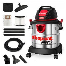 Aspirador de Pó Úmido e Seco de 18,95 L com Motor de 4CV de Potência e Tanque de Aço Inoxidável, 110V 1450W, Shop Vac, Prata