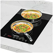 Cooktop Elétrico de Indução Portátil ou Embutido, com Queimador Duplo e Controle Digital, 1800W 110V, Sunshine, Preto