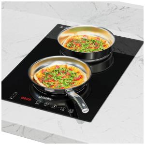 Cooktop Elétrico de Indução Portátil ou Embutido, com Queimador Duplo e Controle Digital, 1800W 110V, Sunshine, Preto