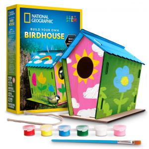Kit de Construção de Casa de Pássaros National Geographic Faça Você Mesmo - Artesanato de Casa de Pássaro de Madeira com Tintas